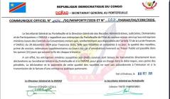 Communiqué Officiel No 004/SG/MINPORT/2026 ET No 007/DGRAD/DG/COM/2026