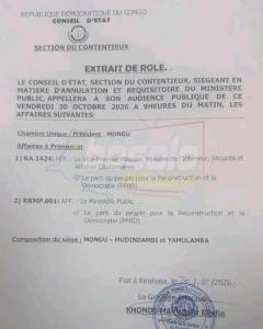 RD Congo : Le Conseil d'Etat a prononcé la dissolution du PPRD